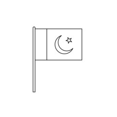 Black outline flag on of Pakistan. Thin line icon