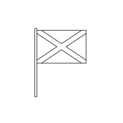 Black outline flag on of Scotland. Thin line icon