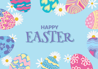colorful happy easter day card and banner design 
