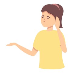 Girl memory icon cartoon vector. Care memory. Loss dementia