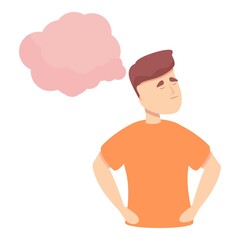Boy forget thinking icon cartoon vector. Memory lost. Care disease