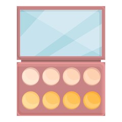 Cosmetic mirror icon cartoon vector. Makeup round. Gold arch
