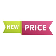 Fototapeta premium New price ribbon icon cartoon vector. Sale offer. Tag badge