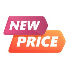 Flash new price icon cartoon vector. Label tag. Sale offer