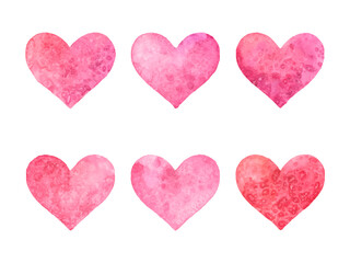 Watercolor hearts for St. Valentine s Day on white background. Vector