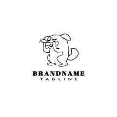Obraz premium cute dog logo cartoon icon design black isolated vector illustration
