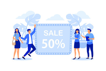 Vector illustration of a store, flyer, poster, banner, 50 percent discount, flat modern design illustration