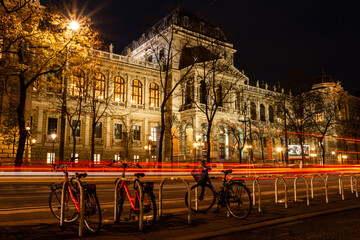 University of Vienna, Austria. Universität Wien by night, one of the largest universities in...