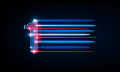 Fototapeta High speed concept. number one in the form of Arrow Light out technology background Hitech communication concept innovation background, vector design obraz