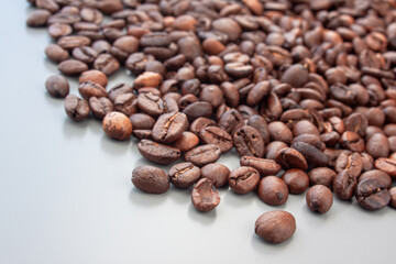 Coffee beans closeup. soft focus. Coffee bacground. Coffee lovers. Copy-space
