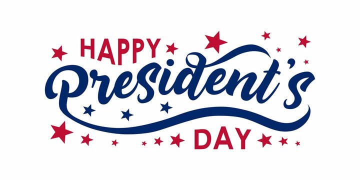 Happy President's Day with a sprinkling of stars. Vector illustration of Hand drawn lettering text for President's Day in the United States. Calligraphy design for printed greeting cards, sales banner