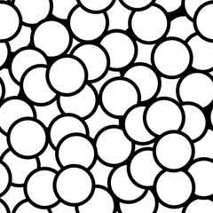 Circles, rings pattern. Circular figures seamless ornament. Geometric motif. Rounds background. Circle, ring shapes ornate. Digital paper, textile print, web design, abstract wallpaper. Vector art.