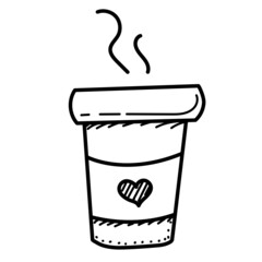 doodle sketch coffee cup, vector, isolated