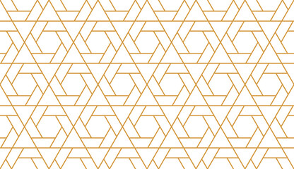 The geometric pattern with lines. Seamless vector background. White and gold texture. Graphic modern pattern. Simple lattice graphic design