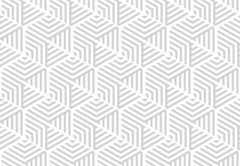 Abstract geometric pattern with stripes, lines. Seamless vector background. White and gray ornament. Simple lattice graphic design. - obrazy, fototapety, plakaty