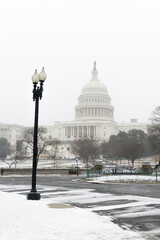 US Capitol Building in the blizzard - Washington DC United States