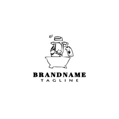 door wash logo cartoon icon design template black isolated vector illustration
