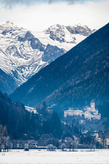 Tures Castle and glacier. Italy