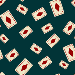 Game cards diamonds seamless pattern. Design gambling.