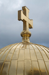 Fototapeta na wymiar Golden dome of an orthodox church in Bulgaria