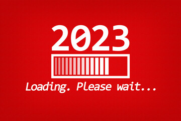 Greeting Card. Countdown to 2023. Red and White. Minimalism.