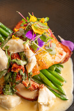 Snapper With Lump Crabmeat, Beurre Blanc, Sweet Potato And Haricots Verts