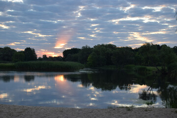 Fantastic river - sunrise on the river, morning