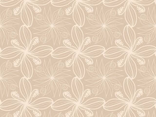 Fototapeta na wymiar Patterned background, floral design. Brown color, vector