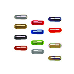 Tablets, capsules of different colors on a white background. Set.
