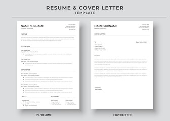 Resume and Cover Letter, Minimalist resume cv template, Cv professional jobs resume