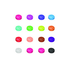 Pills of different colors on a white background. Set.