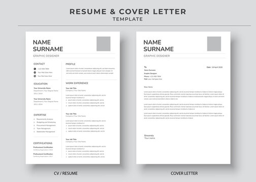 Resume and Cover Letter, Minimalist resume cv template, Cv professional jobs resume