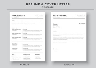 Resume and Cover Letter, Minimalist resume cv template, Cv professional jobs resume
