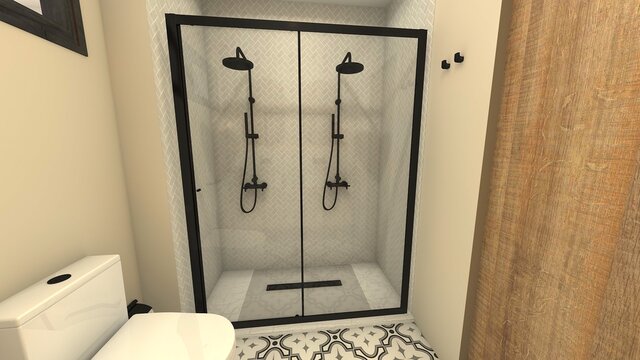 BA&Ntilde;O CON DUCHA Y MAMPARA ESTILO INDUSTRIAL 