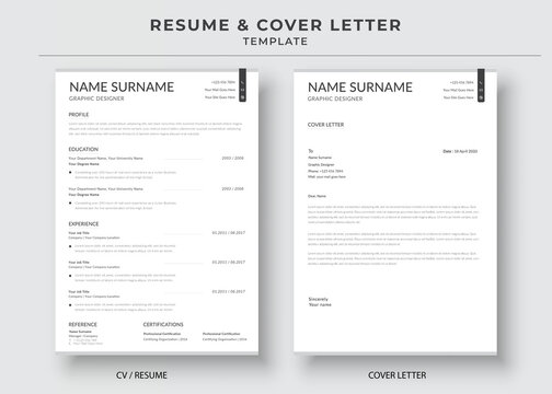 Resume and Cover Letter, Minimalist resume cv template, Cv professional jobs resume
