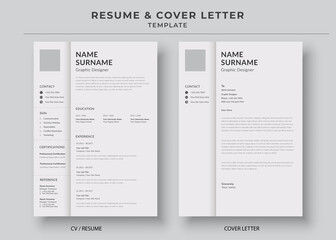 Resume and Cover Letter, Minimalist resume cv template, Cv professional jobs resume