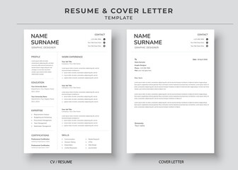 Resume and Cover Letter, Minimalist resume cv template, Cv professional jobs resume