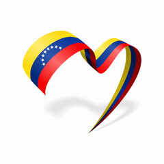 Venezuelan flag heart shaped ribbon. Vector illustration.