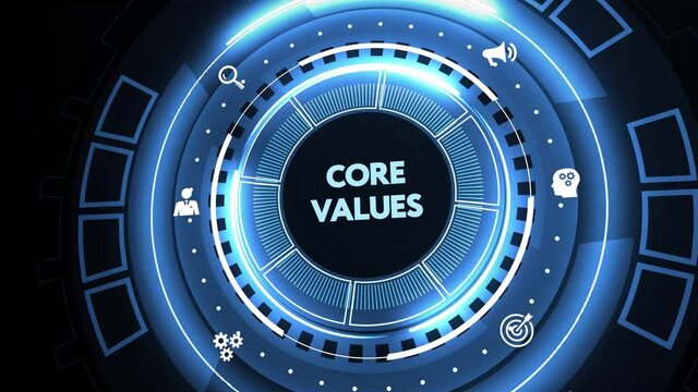 Business, Technology, Internet and network concept. Core values responsibility ethics goals company concept.