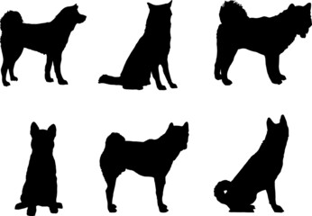Akita Dog Silhouette Vector Pack