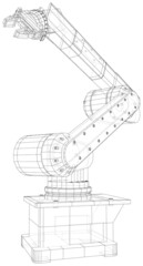 Industrial Robot hand. Wire-frame Vector created of 3d.