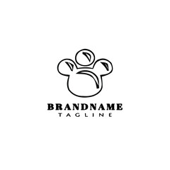 pet foot print cartoon logo template icon design black isolated vector illustration