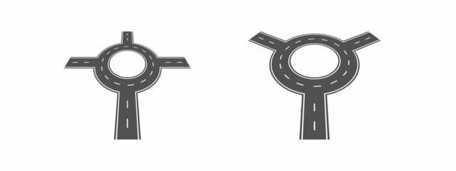 Set of roads. Circular motion. Vector illustration.
