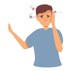 Cerebal pain icon cartoon vector. Brain dizzy. Cold headache
