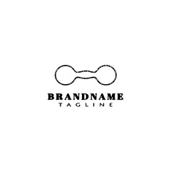 dumbbell cartoon icon cute template logo black isolated vector illustration