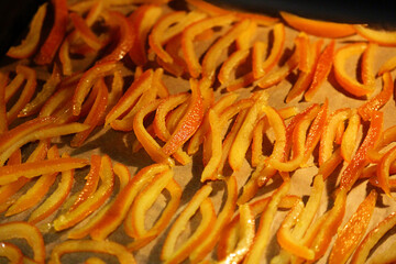homemade sweets. candied orange peels.