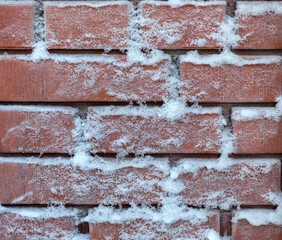 Brick Wall with Snow.