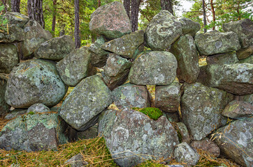 Border Of A Wall Of Cobblestones