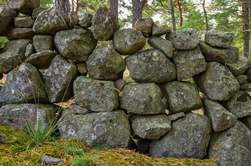 Border Of A Wall Of Cobblestones