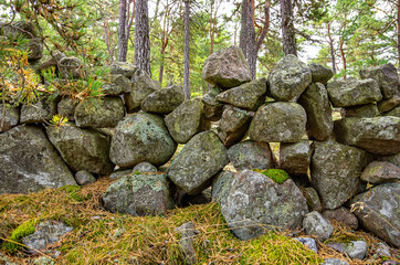 Border Of A Wall Of Cobblestones